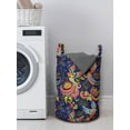 thumbnail image 3 of East Laundry Bag, Cartoon Style Abstract Birds with Floral Arrangement Traditional Polka Dots Foliage, Basket with Handles Drawstring Closure for Laundromats, 13" x 19", Multicolor, by Ambesonne, 3 of 4