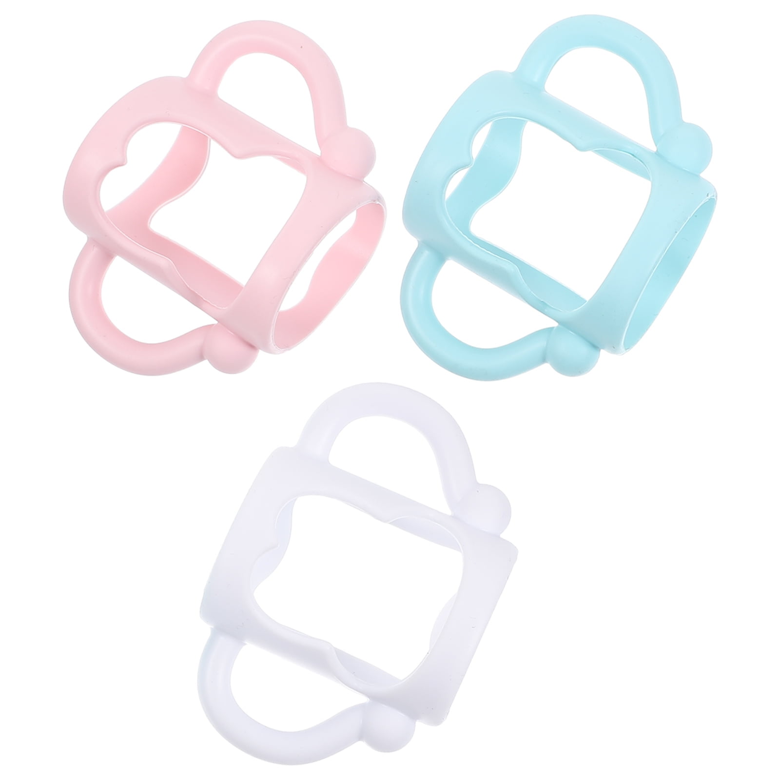 NIAIZEK Comfortable Silicone Feeding Bottles Handles Assorted Color Sturdy Safe 3Pcs