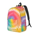 thumbnail image 3 of Casual Canvas Backpack Without Interlayer Large Capacity Stick Bag Design For Outdoor Shopping Office Outdoor Sports Tie-Dye Pattern Rainbow Colors (2) Small, 3 of 7