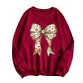 thumbnail image 2 of WXLWZYWL Christmas Bow Sweatshirt for Women Santa Gingerbread Hoodie Shirt Christmas Tree Cake Shirt Gift For Her, 2 of 3