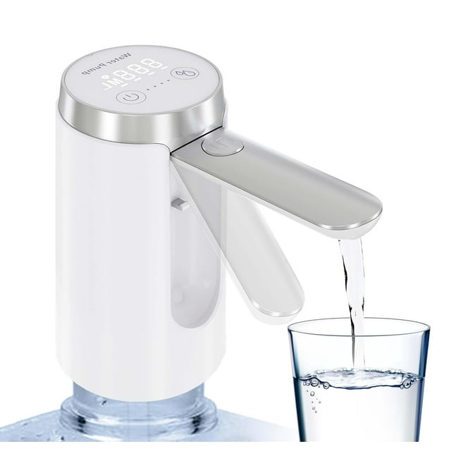 USB Rechargeable Foldable 5-Gallon Water Dispenser Pump with LED Screen, 3 Preset Modes (300ml/600ml/900ml) & Manual Mode, BPA-Free Silicone Hose, Quiet Operation for Home/Office/Camping, Type-C