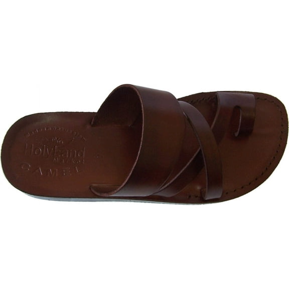 Holy Land Market Unisex Adults/Children Genuine Leather Biblical Sandals/Flip Flops (Jesus - Yashua) Shepherd's Field Style II Camel Trademark - European 38 (7.5)