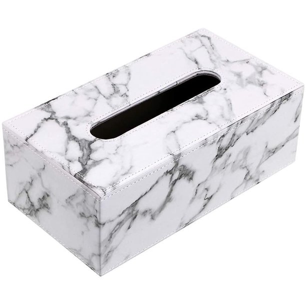 Dispensador de cajas de pañuelos rectangulares CARBONLIKE en cuero Pu, para la familia, la oficina, estante blanco