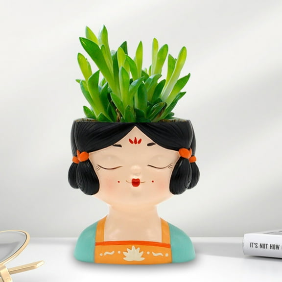 FRCOLOR Flowerpot Decoration Girl Shape Planter Resin Flowerpot Garden Planter Small Planter