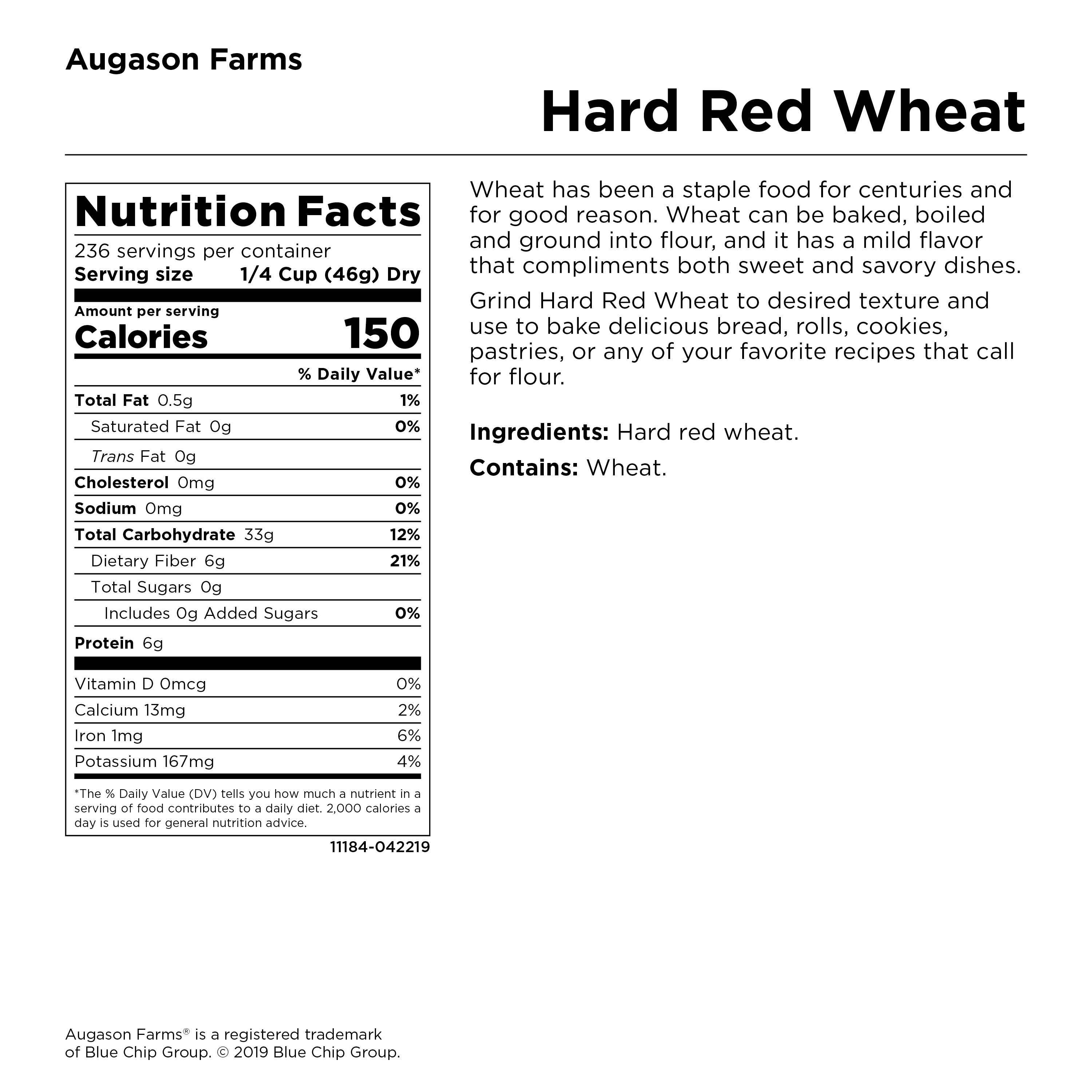 Augason Farms Hard Red Wheat Emergency Food Storage 24 Pound Pail - image 3 of 9