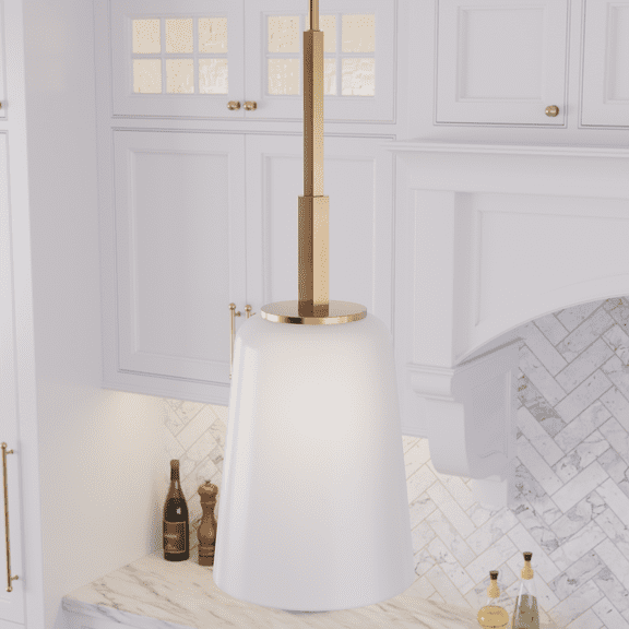 Hunter - Nolita 1-light Alturas Gold, Small Pendant Light, Dimmable, Modern Style, Cone Shaped, for Bedrooms, Kitchens, Dining, Living Rooms - 19886