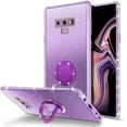 thumbnail image 1 of Galaxy Note 9 Case, Clear Slim Rhinestone Bumper 360° Ring Holder Kickstand Soft Rubber Cover Phone Case for Samsung Galaxy Note 9, Glitter Purple, 1 of 8