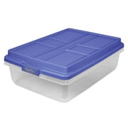 (2 pack) Hefty 40 Quart Clear Latched Storage Bin with HI-RISE Blue Lid