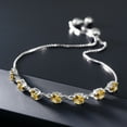 thumbnail image 3 of Gem Stone King 925 Sterling Silver Yellow Citrine Infinity Tennis Bracelet for Women (2.24 Cttw, Gemstone November Birthstone, Round 4.5MM, Fully Adjustable up to 9 inch), 3 of 4