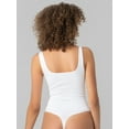 thumbnail image 4 of No Boundaries Women's Seamless Smoothing Rib Square Neck Bodysuit, Sizes XS-3XL, 4 of 4