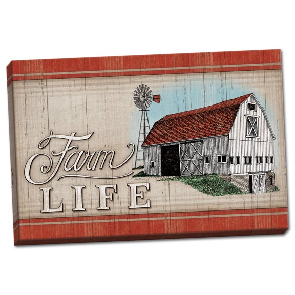 Gango Home Decor Country-Rustic The Farm Life by Deb Strain (Ready to Hang); One 18x12in Hand-Stretched Canvas