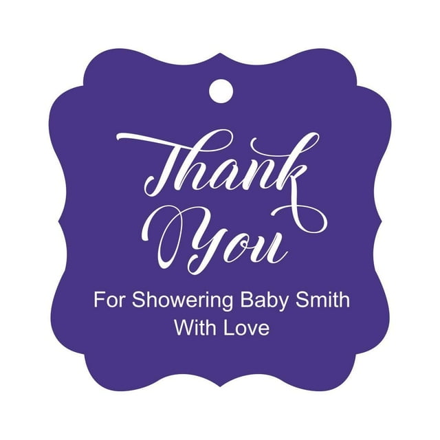 Darling Souvenir Baby Shower Merci Faveur Tags Cadeau Suspendu Personnalisé Tags-Violet Pourpre-100 Tags