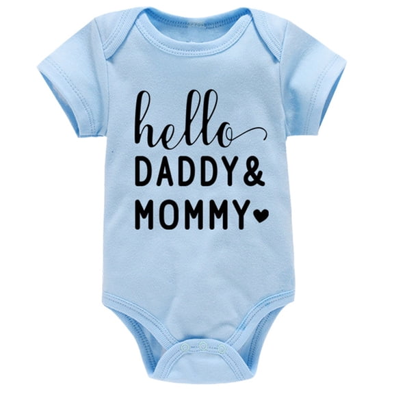 Nfant Boys Girls Short Sleeve Letter Prints Romper Bodysuits ClothesLight Blue13-6 Months