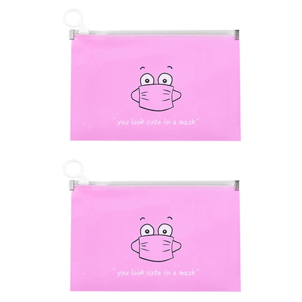 Naiovety Bolsa porta máscaras Joyería Anillos Pendientes Máscaras Almacenamiento PP Bolsa Diseño de dibujos animados 4 piezas Blanco 2 Escalada 2*azul+2*rosa