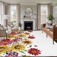 thumbnail image 2 of Area Rug 60×96in, Summer Yellow Red Chrysanthemum Floor Carpet Living Room Rug, Watercolor Pastoral Floral Non-Slip Welcome Mat Indoor Rugs for Bedroom Dining Room, 2 of 9