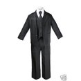 thumbnail image 5 of 14 Color 7pcs Boys Teen Formal Party Black Tuxedos Suits Vest Necktie Sets S-20, 5 of 6