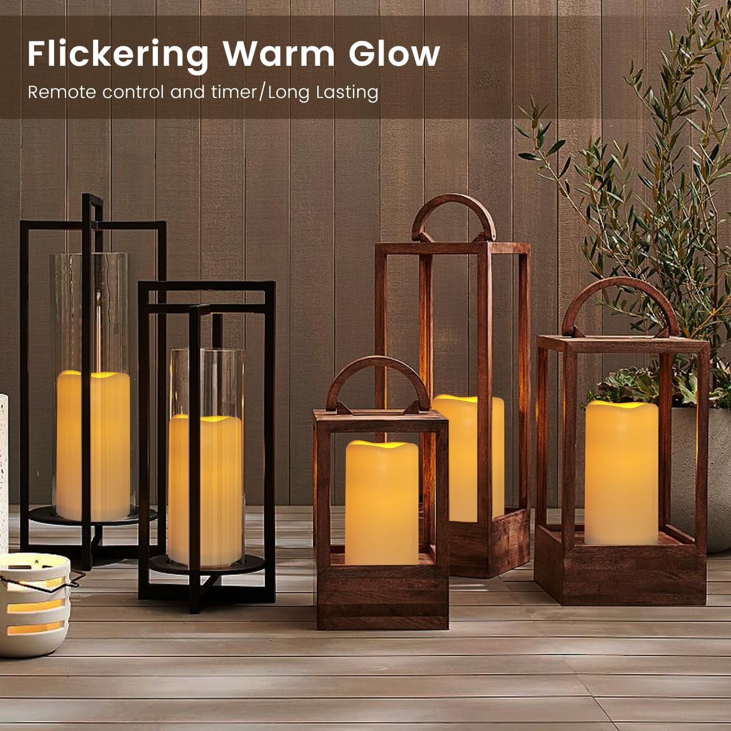 Flameless Candles LED Flickering with Remote and Timer Outdoor Waterproof Battery Operated 9 Pack