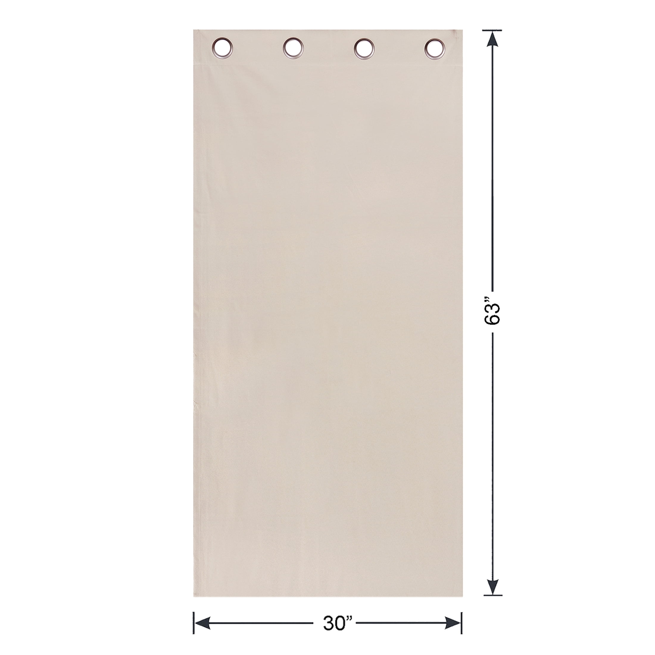 Mainstays Beige Solid Blackout Grommet Single Curtain Panel, 30" W x 63" L