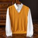 thumbnail image 1 of Camiseta sin mangas con cuello en V para hombre, jersey de camisola sin mangas de color liso a la moda, suéter de punto con cuello en V, top de poliéster para hombre, 1 of 7