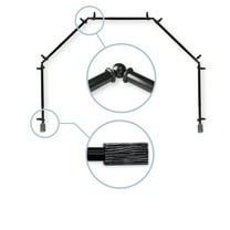 Domovina Wood 13/16" 5 Sided Bay Window Single Curtain Rod-Color:Black