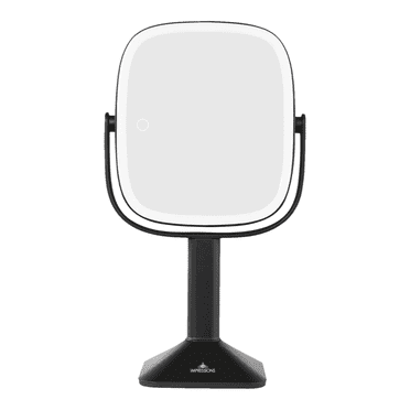 Impressions Vanity Clearview Dual SidedTabletop Lighted Makeup Mirror with 7x Magnification (Black)