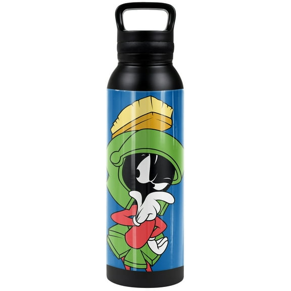 Looney Tunes Official Marvin the Martian 24 oz Insulated Canteen Water Bottle, Leak Resistant, Vacuum Insulated Stainless Steel with Loop Cap, Black
