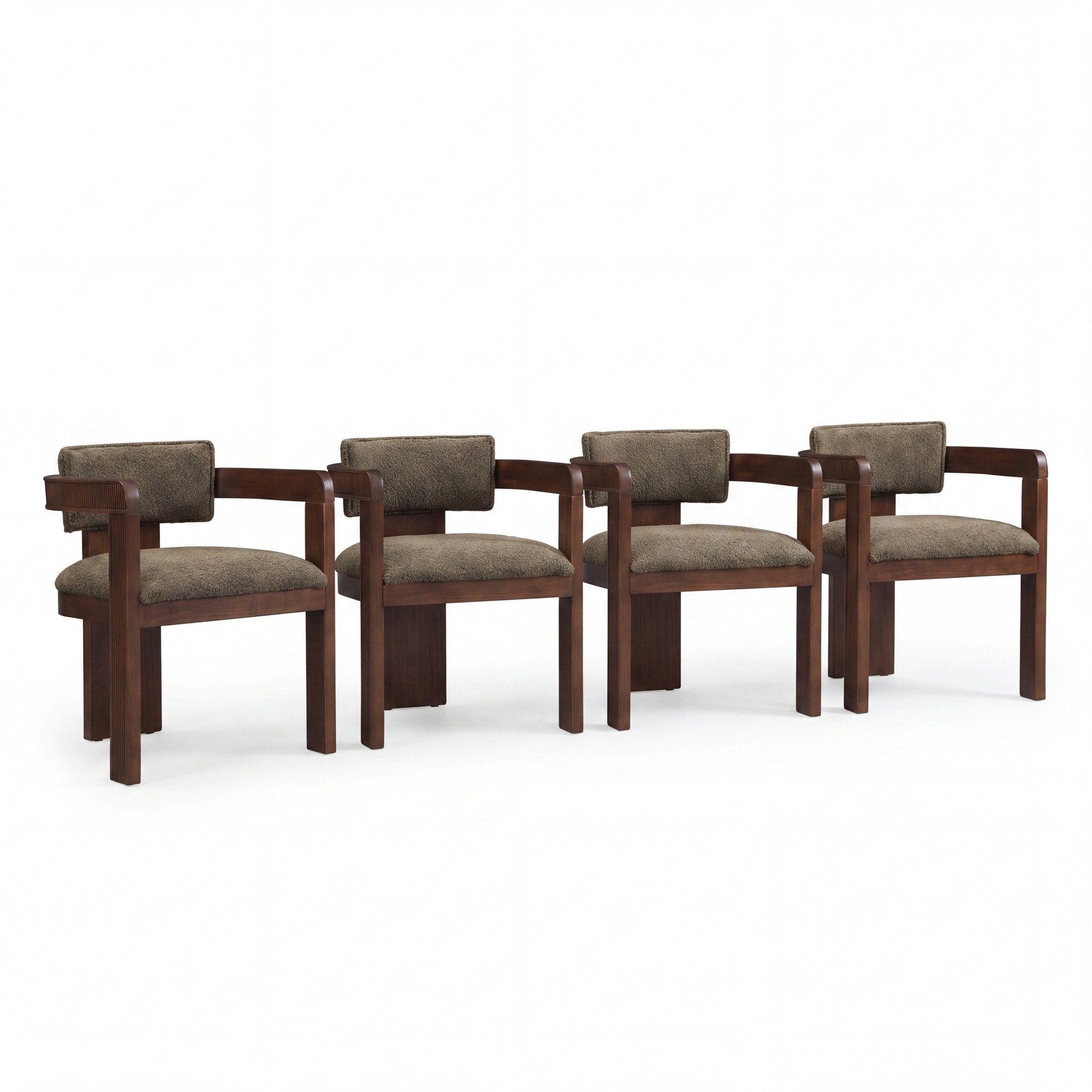 Christopher Knight Home Modern Upholstered Dining Chairs with Curved U-Back, Walnut+Green, Set of 4