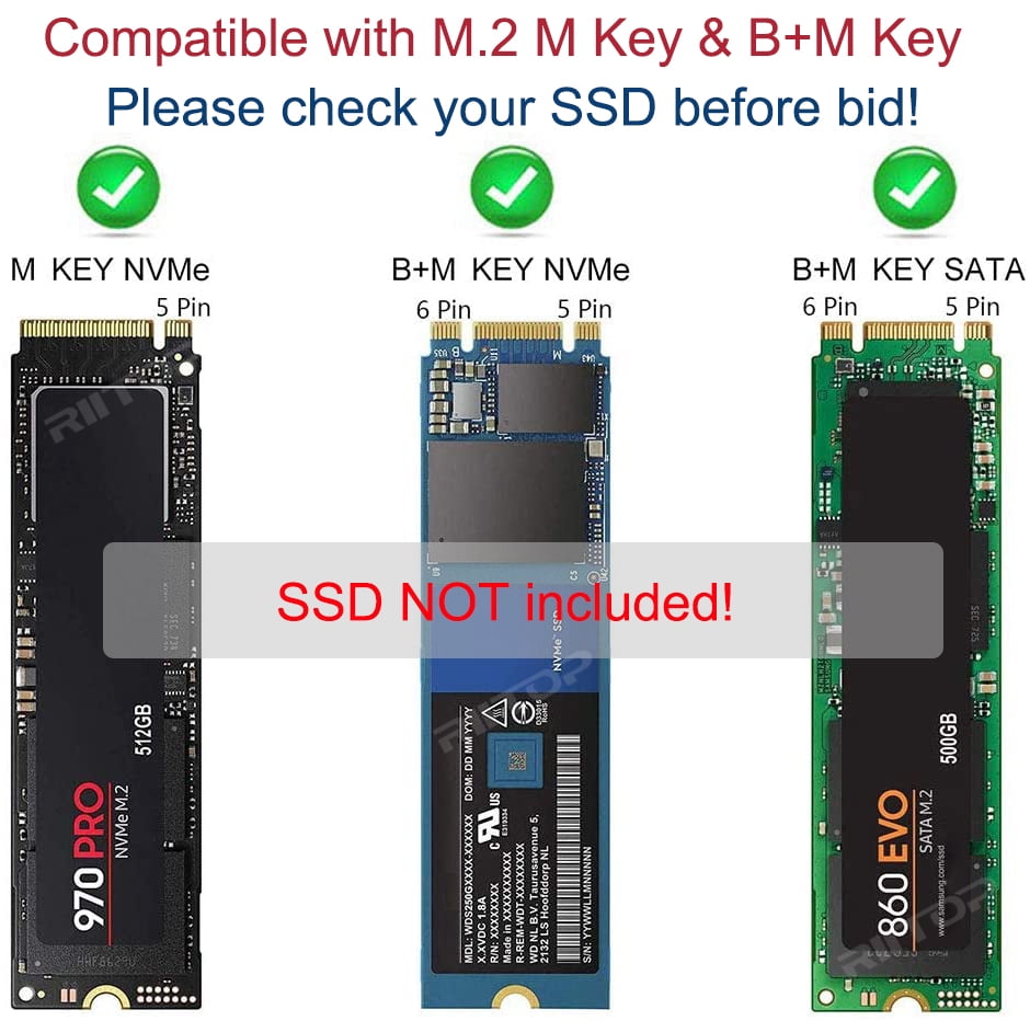 Buy M.2 to USB Docking Station, RIITOP External M.2 SSD to USBC Reader