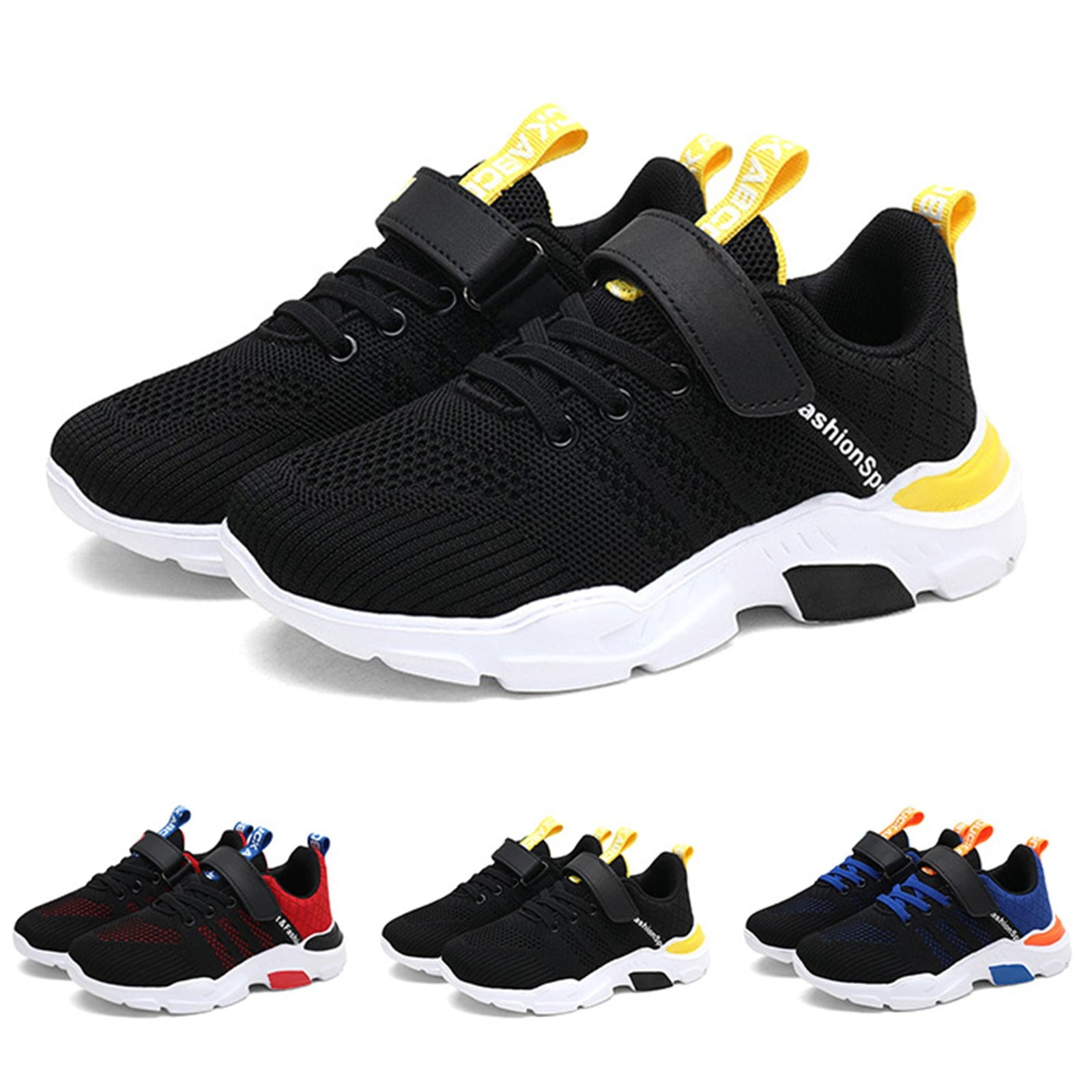 TrendOFT Kids Shoes for Boys Girls Sneakers Knitted Mesh Running Athletic Walking Gym Sports Lightweight Breathable Toddler Little Kid Big Kid Blue 4-4.5