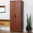 thumbnail image 4 of Brown 63" Dining Room Pantry Cabinet, 2 Doors And 5 Shelves. Adjustable Shelving For Mugs. Storage Kitchen By , 2-door With Shelves, Classy, 4 of 6
