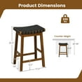 thumbnail image 3 of Costway Woven Saddle Stools Set of 2 25.5" Faux PU Leather Counter Height Kitchen Stool, 3 of 8