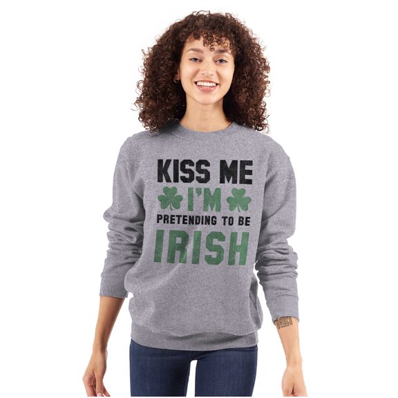 Funny Kiss Me I'm Irish St Patricks Sweatshirt for Men or Women Brisco Brands S
