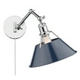 thumbnail image 4 of Yep by Golden Lighting Orwell 1-light Swing Arm Wall Lamp in Chrome and Navy Blue shade, 4 of 5