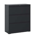 thumbnail image 2 of Metal File Cabinets, Lateral File Cabinet 3 Drawer, Black Filing Cabinet with Lock, Lockable File Cabinet for Home Office, Locking Metal File Cabinet for Legal/Letter/A4/F4 Size, 2 of 12