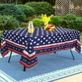 thumbnail image 2 of 4th of July Tablecloth Memorial Day Patriotic Table Cloths Waterproof American Flag Table Cloth with Umbrella Hole 60 x 84 inch for Outdoor Round Table, 2 of 6