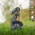 thumbnail image 3 of TERESA'S COLLECTIONS 12" Mermaid Garden Statue with Solar Outdoor Light, Bronze Patina Resin Sculpture, 3 of 7