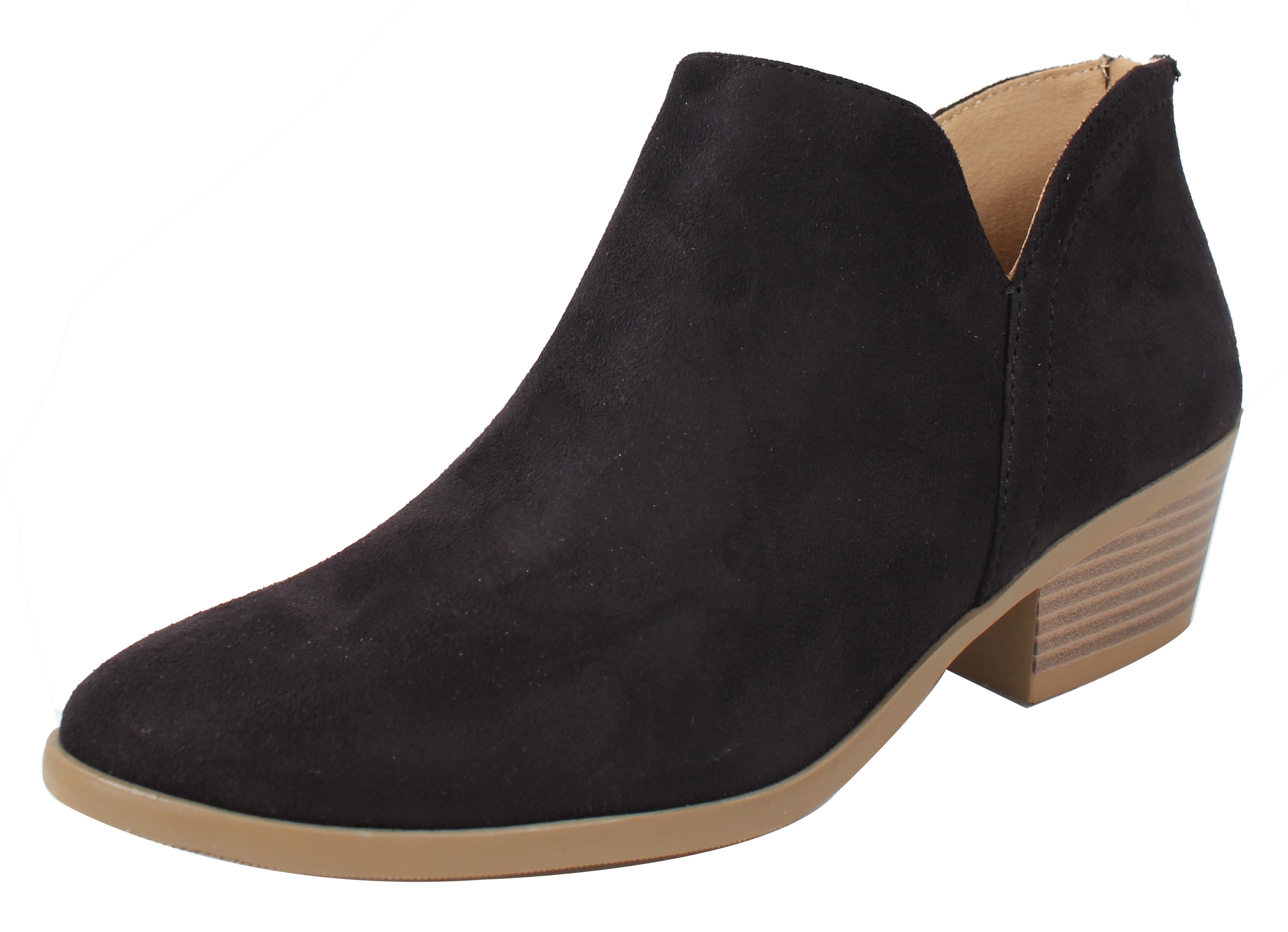 Almond Toe Ankle Boots for Women Lether Stacked Block Heel Side Zipper Cut Western Ankle Booties Ladies Shoes by Nevera
