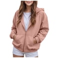 thumbnail image 4 of WXFAZCVU Girls Full Zip Hoodie Long Sleeve Sweatshirt Coats Casual Jackets with Pockets Size 11-12 Years, 4 of 4
