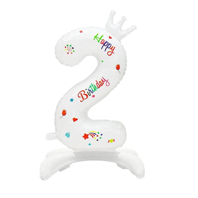 Kearding Globos de película de aluminio digital blanco - Atmósfera mágica para fiestas infantiles Decoraciones para fiestas de cumpleaños Kits de decoración para fiestas Número 2