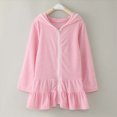 thumbnail image 4 of Girls Swim Cover Up Toddler Swimsuit Coverup Hooded Zip-Up Beach Bathing Suit Robe Cover-ups for Kids Girls, 4 of 6