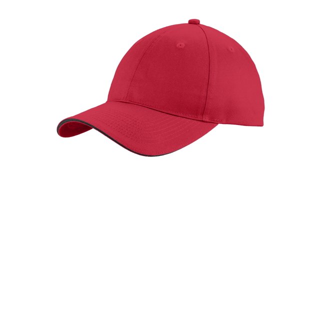 Port & Company? Sandwich Bill Cap no estructurado. C919 Rojo/ Negro OSFA Puerto & Compa??a C919