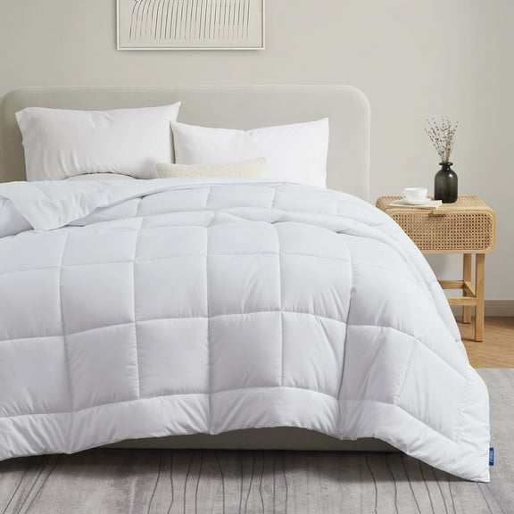 Nestl Queen Comforter, Quilted Down Alternative Bedding Duvet Insert, White