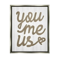 Stupell Industries You Me Us Heart Phrase Graphic Art Luster Gray Floating Framed Canvas Print Wall Art, Design by Lil' Rue