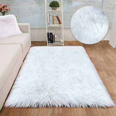 Softlife Faux Fur Sheepskin Area Rugs Gy Wool Rug For Bedroom Girls Kids Living Room Home Christmas Party Decorations Floor Carpet 3 Ft X 5 White With Silver Glitter Canada - Home Decorators Faux Sheepskin Area Rugs