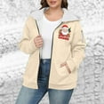 thumbnail image 4 of Makaor Womens Sweatshirts Jackets Christmas Fleece Hooded Coat Solid Plus Size Zipper Long Sleeve Outerwear Soft Clothes, 4 of 5