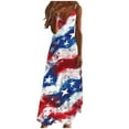 thumbnail image 2 of Frostluinai 4th of July Women Dress V Neck Spaghetti Strap Tank Dress American Flag Maxi Dress Red White and Blue Party Dresses, 2 of 5