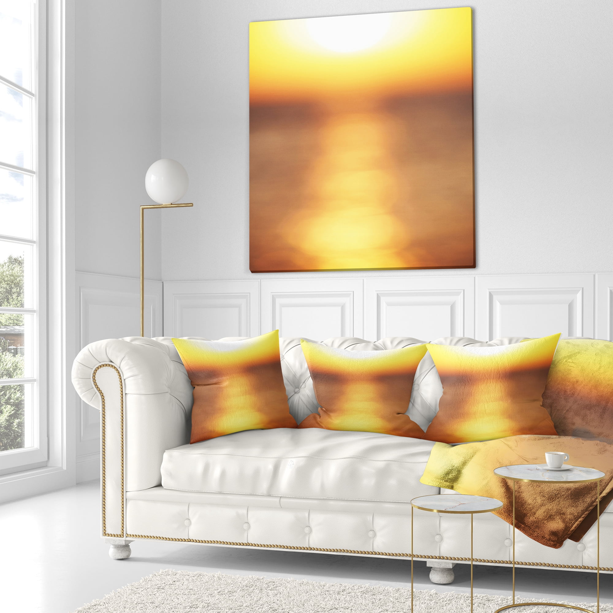 Designart 18" x 18" Yellow Polyester Throw Pillow