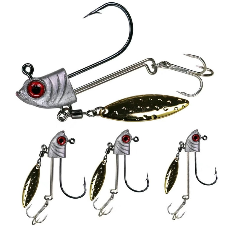 QualyQualy Fishing Jig Heads Underspin Jig Heads with Willow Blade 1/4oz  5pcs
