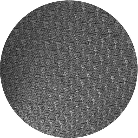 Ahgly Company Indoor Round Patterned Platinum Gray Area Rugs, 7' Round