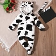 thumbnail image 2 of Coerni Baby Cow Print Onesie Soft Plush Footed Jumpsuit Cute 3D Cow Hood Infant Boys & Girls Winter Cozy Warm One Piece Clothes, 2 of 6